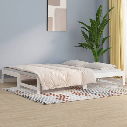 vidaXL Day Bed | White | Solid pinewood | Double | Expandable | Day Bed