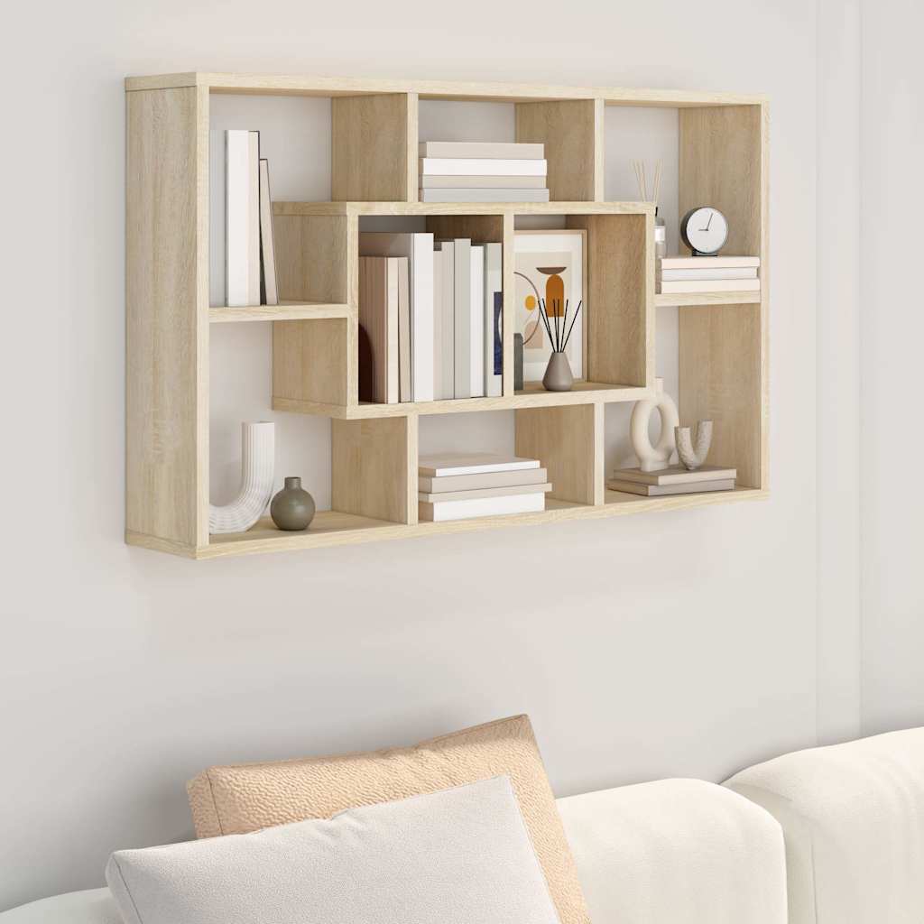 vidaXL Wall Shelf Sonoma Oak 85x16x52,5 cm Engineered Wood