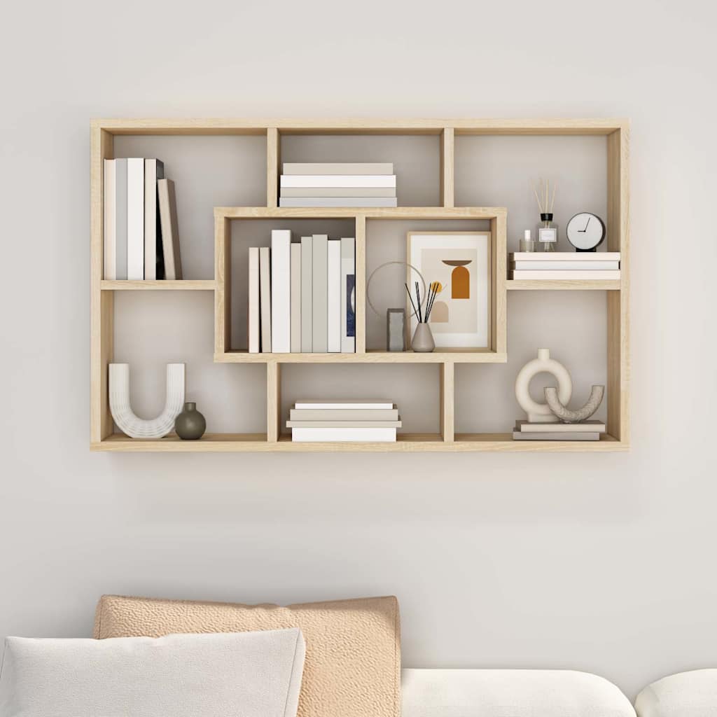 vidaXL Wall Shelf Sonoma Oak 85x16x52,5 cm Engineered Wood
