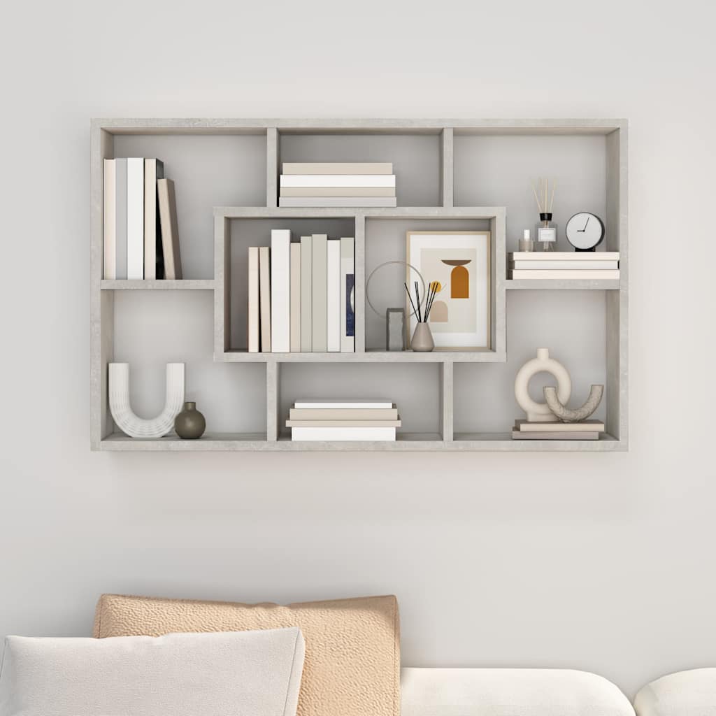 vidaXL Wall Shelf Concrete Grey 85x16x52,5 cm Engineered Wood