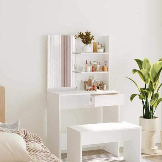 vidaXL Dressing Table with Mirror White 74,5x40x141 cm