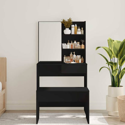 vidaXL Dressing Table with Mirror Black 74,5x40x141 cm