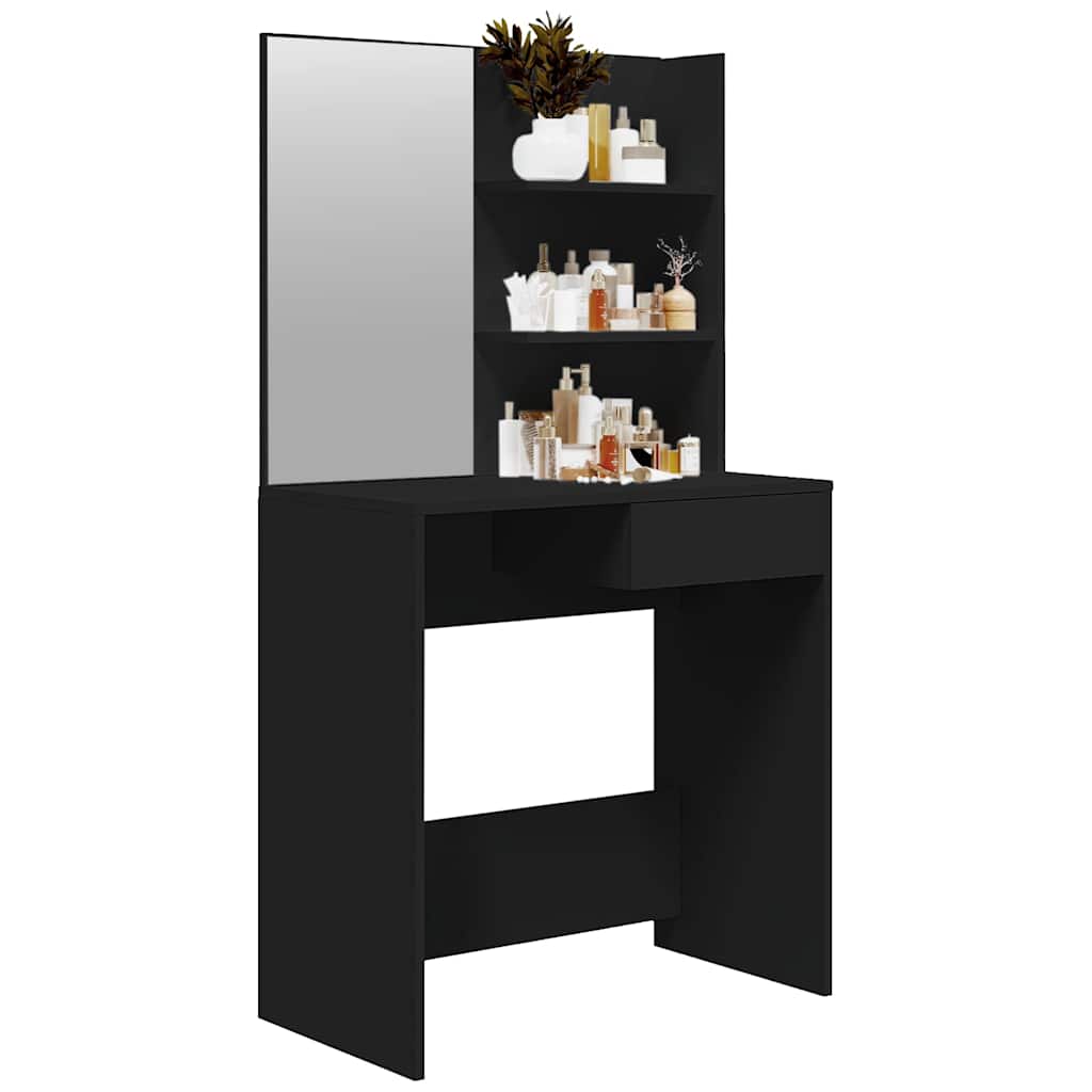 vidaXL Dressing Table with Mirror Black 74,5x40x141 cm