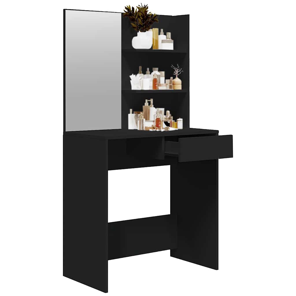 vidaXL Dressing Table with Mirror Black 74,5x40x141 cm