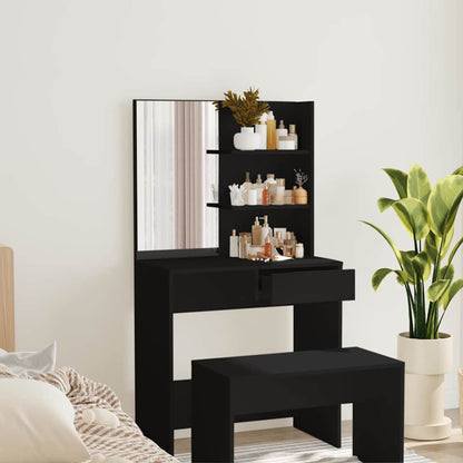 vidaXL Dressing Table with Mirror Black 74,5x40x141 cm