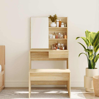 vidaXL Dressing Table with Mirror Sonoma Oak 74,5x40x141 cm