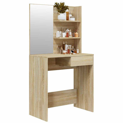 vidaXL Dressing Table with Mirror Sonoma Oak 74,5x40x141 cm