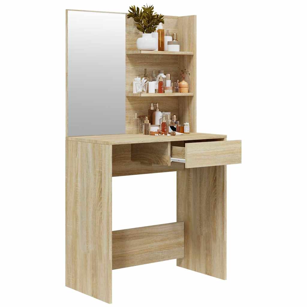 vidaXL Dressing Table with Mirror Sonoma Oak 74,5x40x141 cm