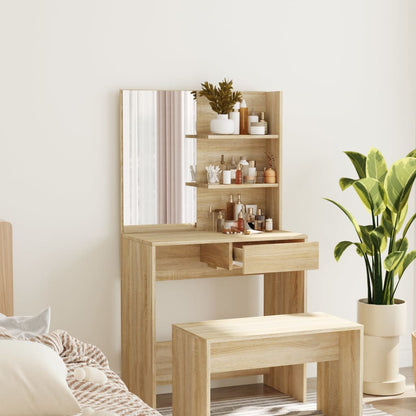 vidaXL Dressing Table with Mirror Sonoma Oak 74.5x40x141 cm