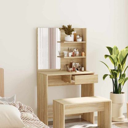 vidaXL Dressing Table with Mirror Sonoma Oak 74,5x40x141 cm