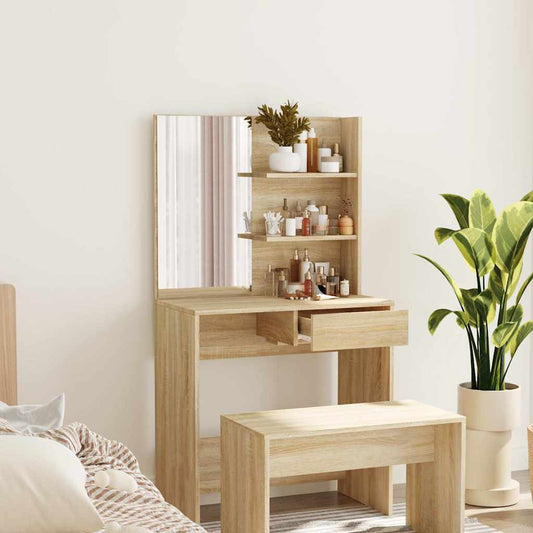 vidaXL Dressing Table with Mirror Sonoma Oak 74,5x40x141 cm