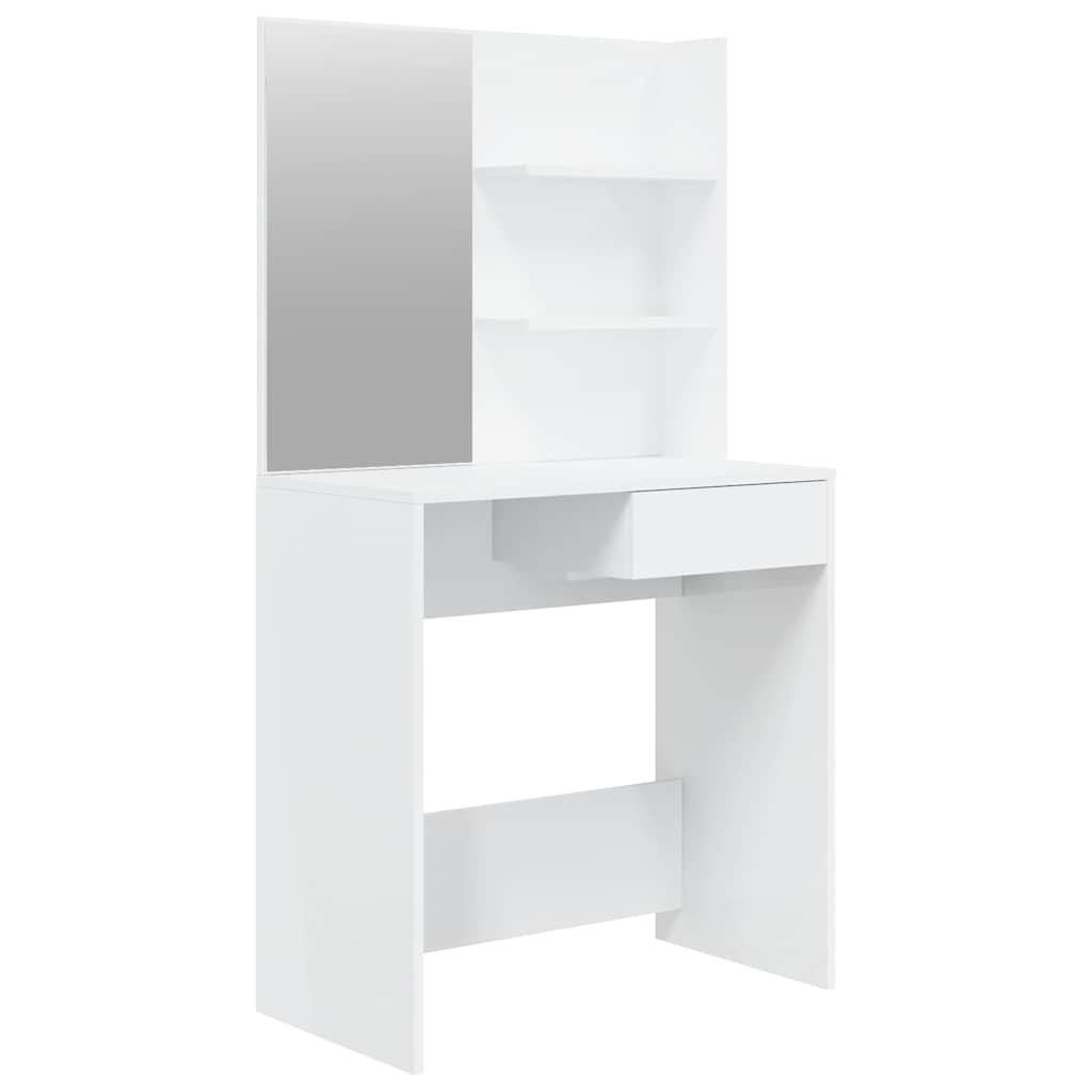 vidaXL Dressing Table with Mirror High Gloss White 74,5x40x141 cm