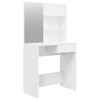 vidaXL Dressing Table with Mirror High Gloss White 74,5x40x141 cm