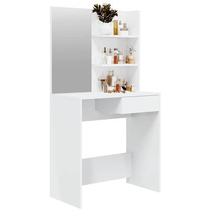 vidaXL Dressing Table with Mirror High Gloss White 74,5x40x141 cm