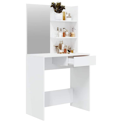 vidaXL Dressing Table with Mirror High Gloss White 74,5x40x141 cm