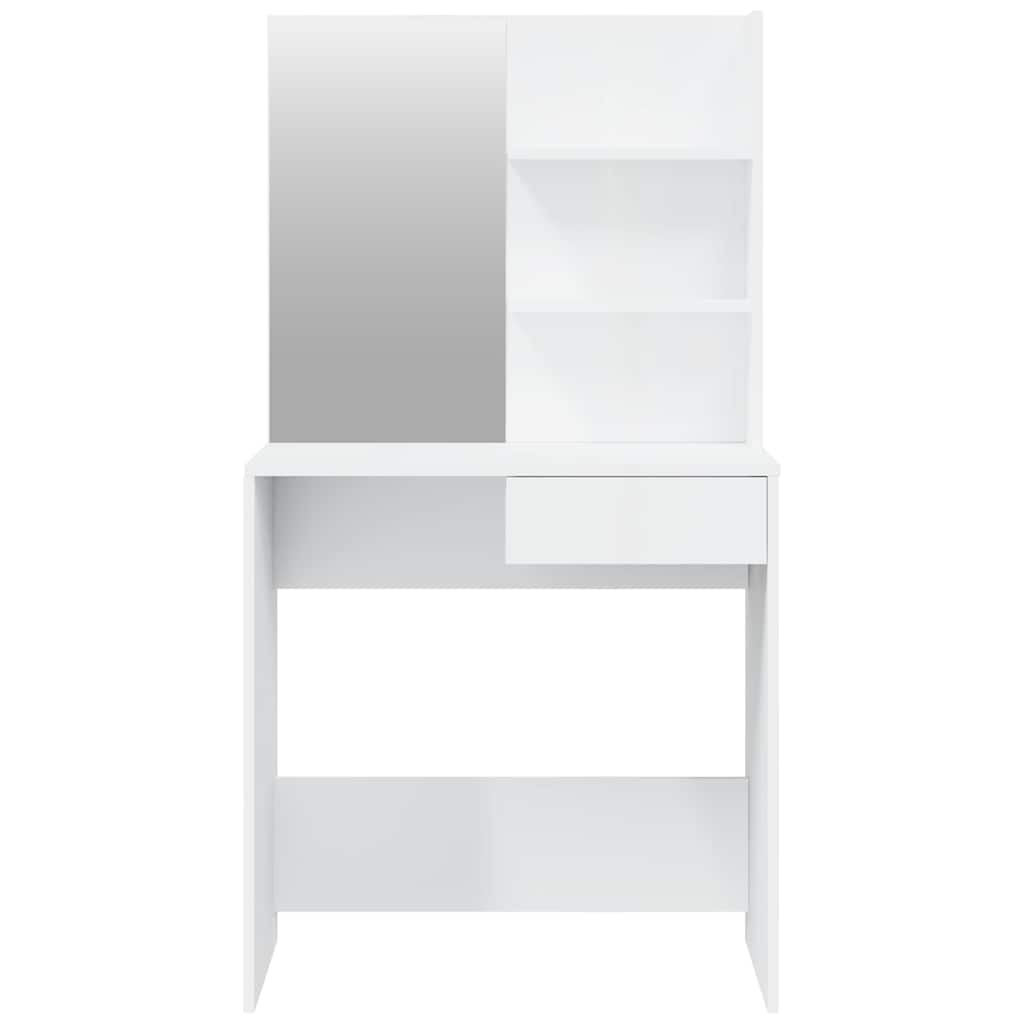 vidaXL Dressing Table with Mirror High Gloss White 74,5x40x141 cm
