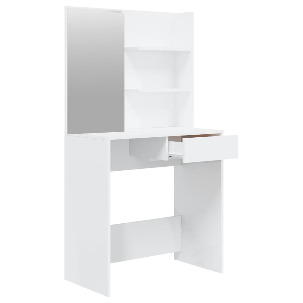 vidaXL Dressing Table with Mirror High Gloss White 74.5x40x141 cm