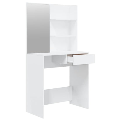 vidaXL Dressing Table with Mirror High Gloss White 74.5x40x141 cm