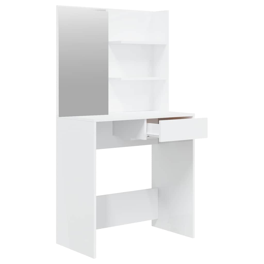 vidaXL Dressing Table with Mirror High Gloss White 74,5x40x141 cm