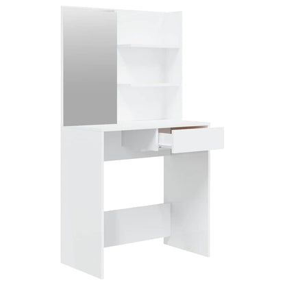 vidaXL Dressing Table with Mirror High Gloss White 74,5x40x141 cm