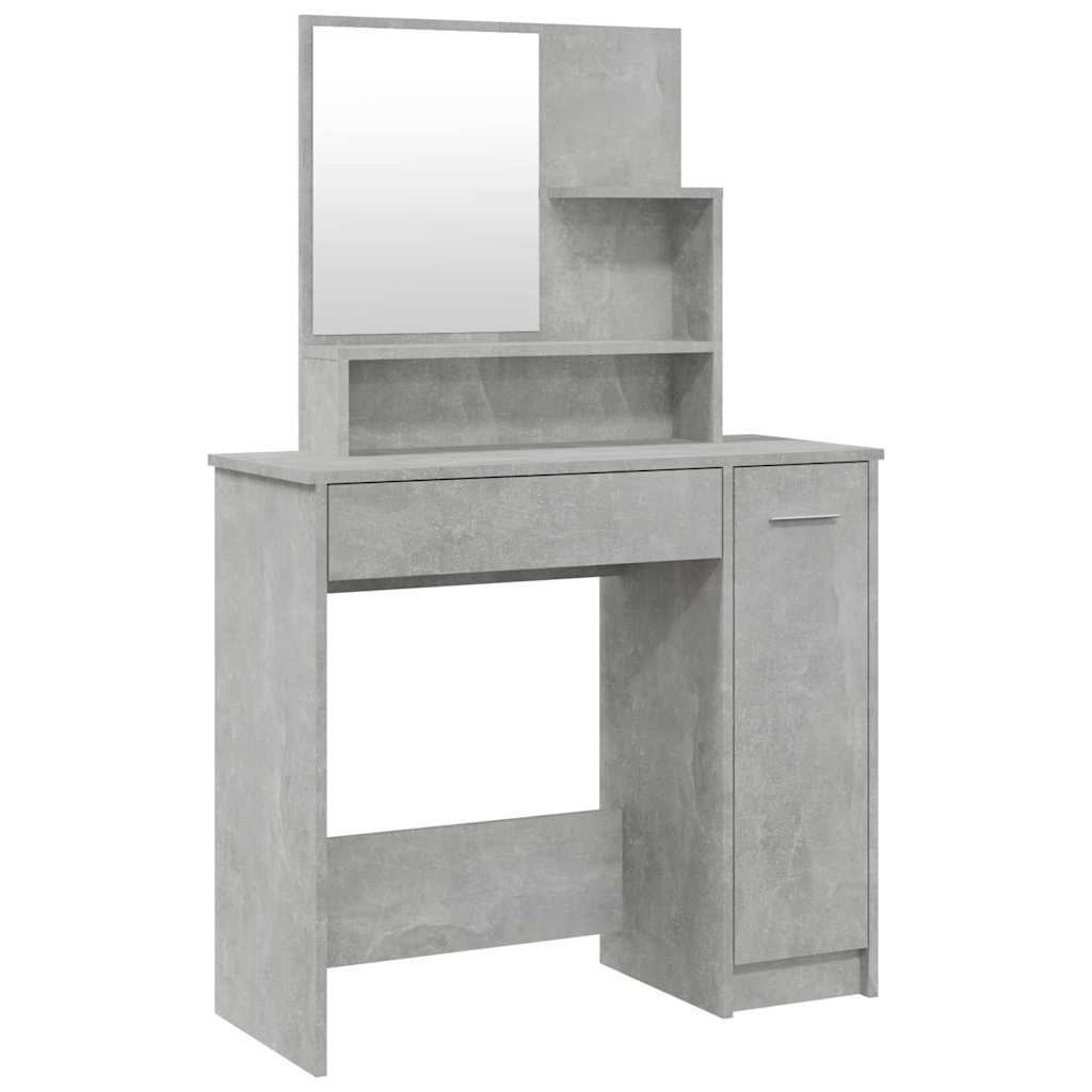 vidaXL Dressing Table with Mirror Concrete Grey 86,5x35x136 cm