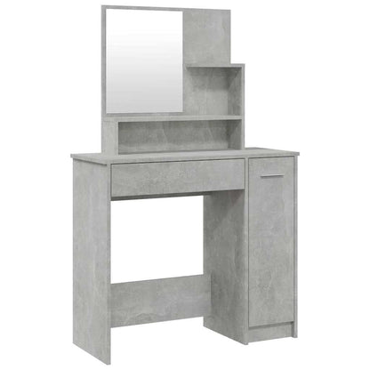 vidaXL Dressing Table with Mirror Concrete Grey 86,5x35x136 cm
