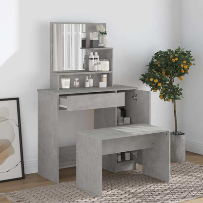 vidaXL Dressing Table with Mirror Concrete Grey 86,5x35x136 cm