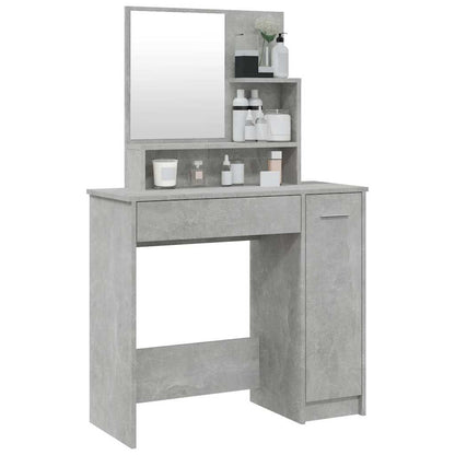 vidaXL Dressing Table with Mirror Concrete Grey 86,5x35x136 cm