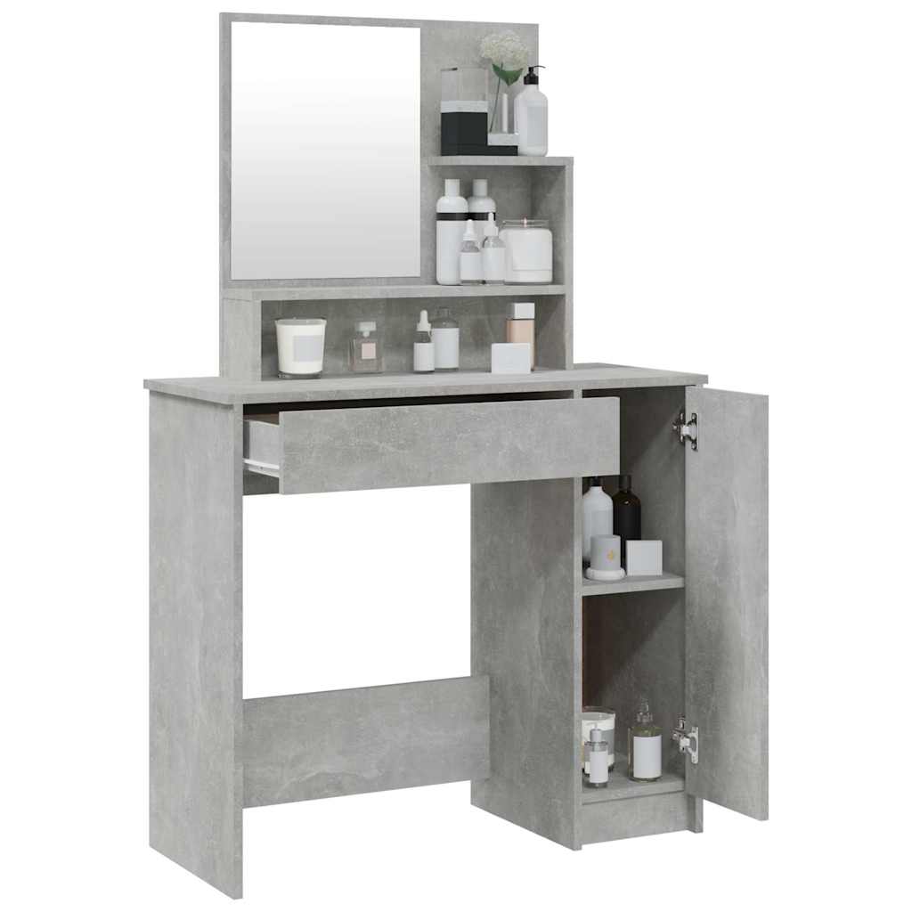 vidaXL Dressing Table with Mirror Concrete Grey 86,5x35x136 cm