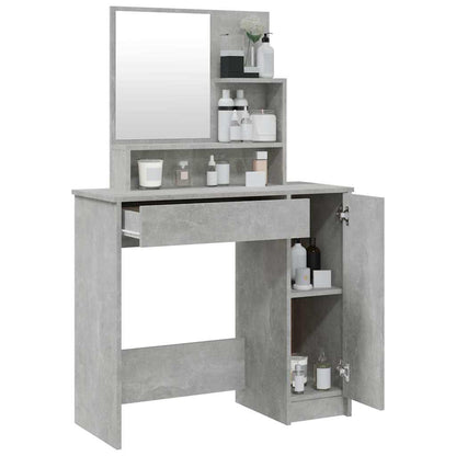 vidaXL Dressing Table with Mirror Concrete Grey 86,5x35x136 cm