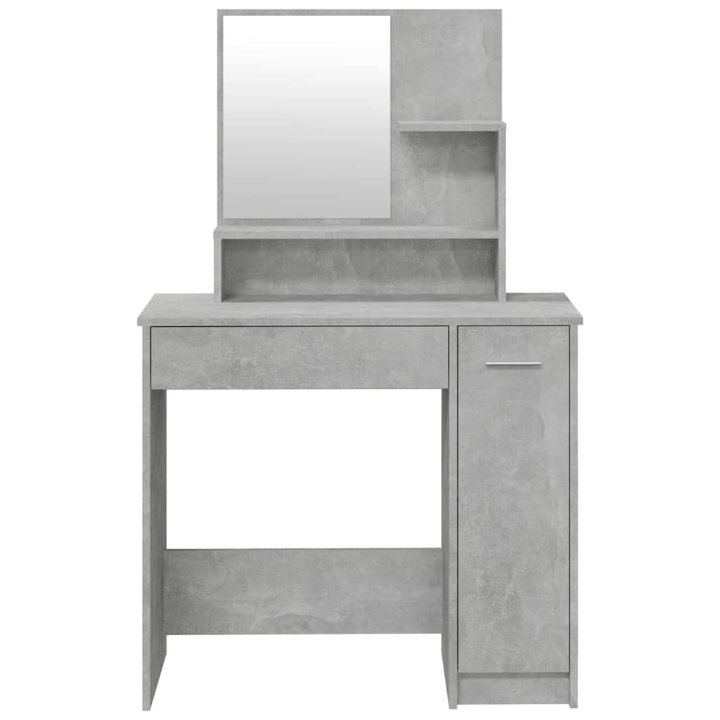 vidaXL Dressing Table with Mirror Concrete Grey 86,5x35x136 cm
