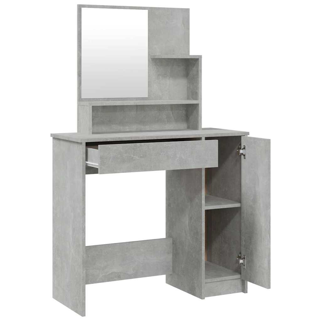 vidaXL Dressing Table with Mirror Concrete Grey 86,5x35x136 cm