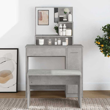 vidaXL Dressing Table with Mirror Concrete Grey 86,5x35x136 cm