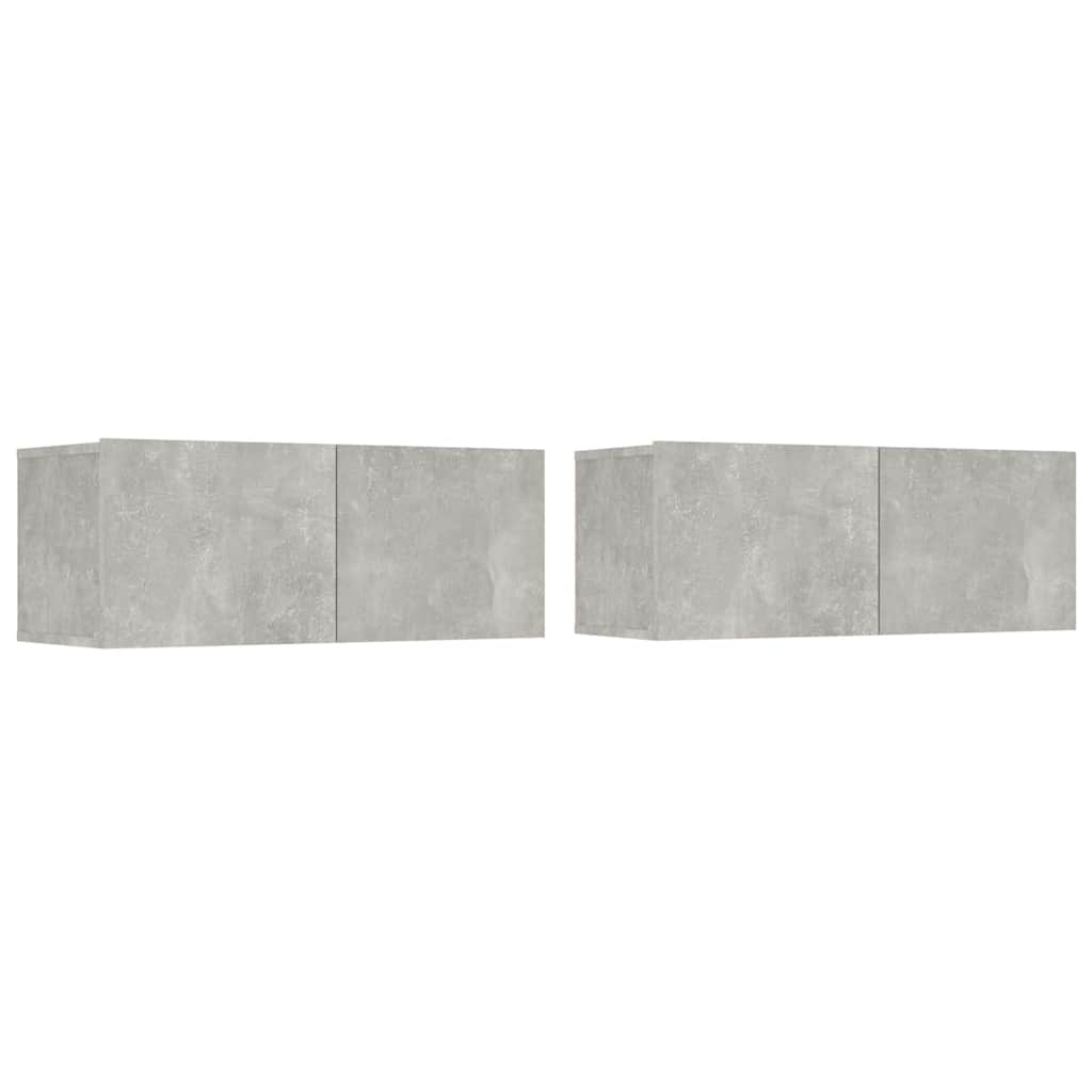 vidaXL 2 Piece TV Cabinet Set Concrete Grey 80x30x30 cm Engineered Wood