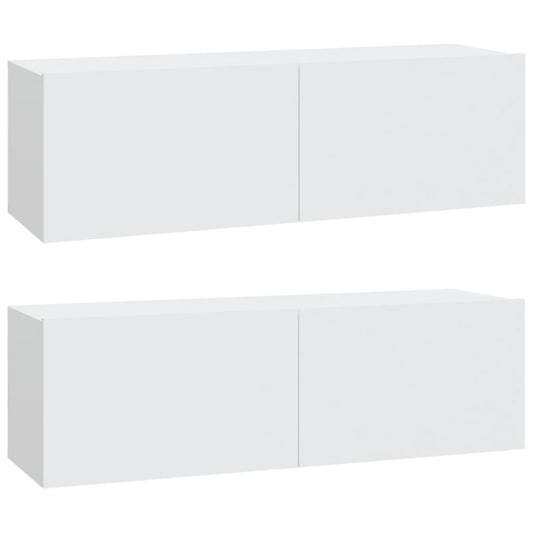 vidaXL 2 Piece Wall-mounted TV Cabinet Set White 100x30x30 cm Engineered Wood
