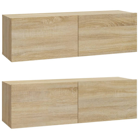 vidaXL 2 Piece Wall-mounted TV Cabinet Set Sonoma Oak 100x30x30 cm Engineered Wood