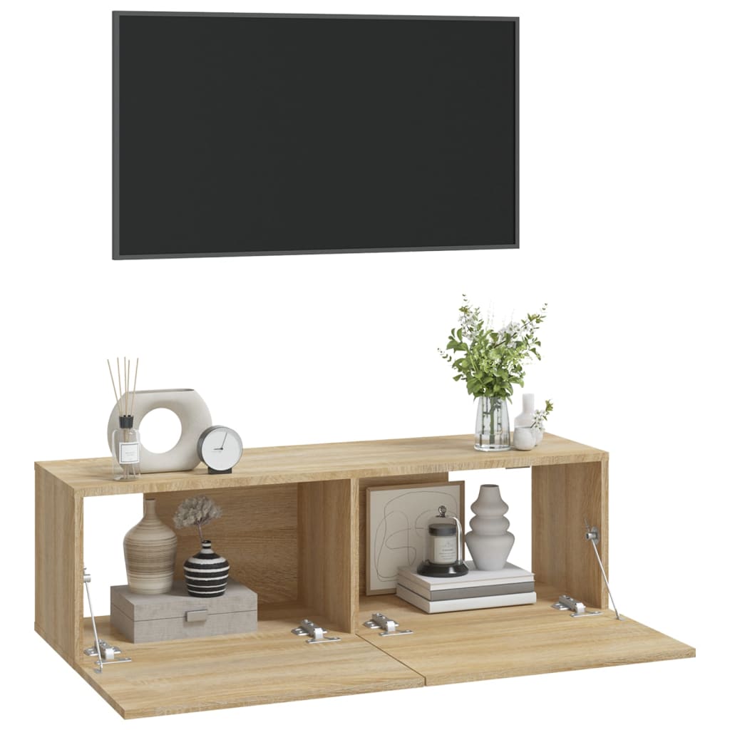 vidaXL Wall TV Cabinets 2 pcs Sonoma Oak 100x30x30 cm Engineered Wood