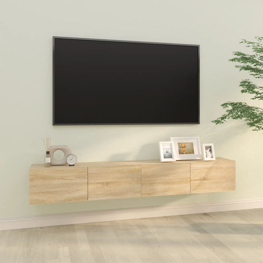 vidaXL 2 Piece Wall-mounted TV Cabinet Set Sonoma Oak 100x30x30 cm Engineered Wood