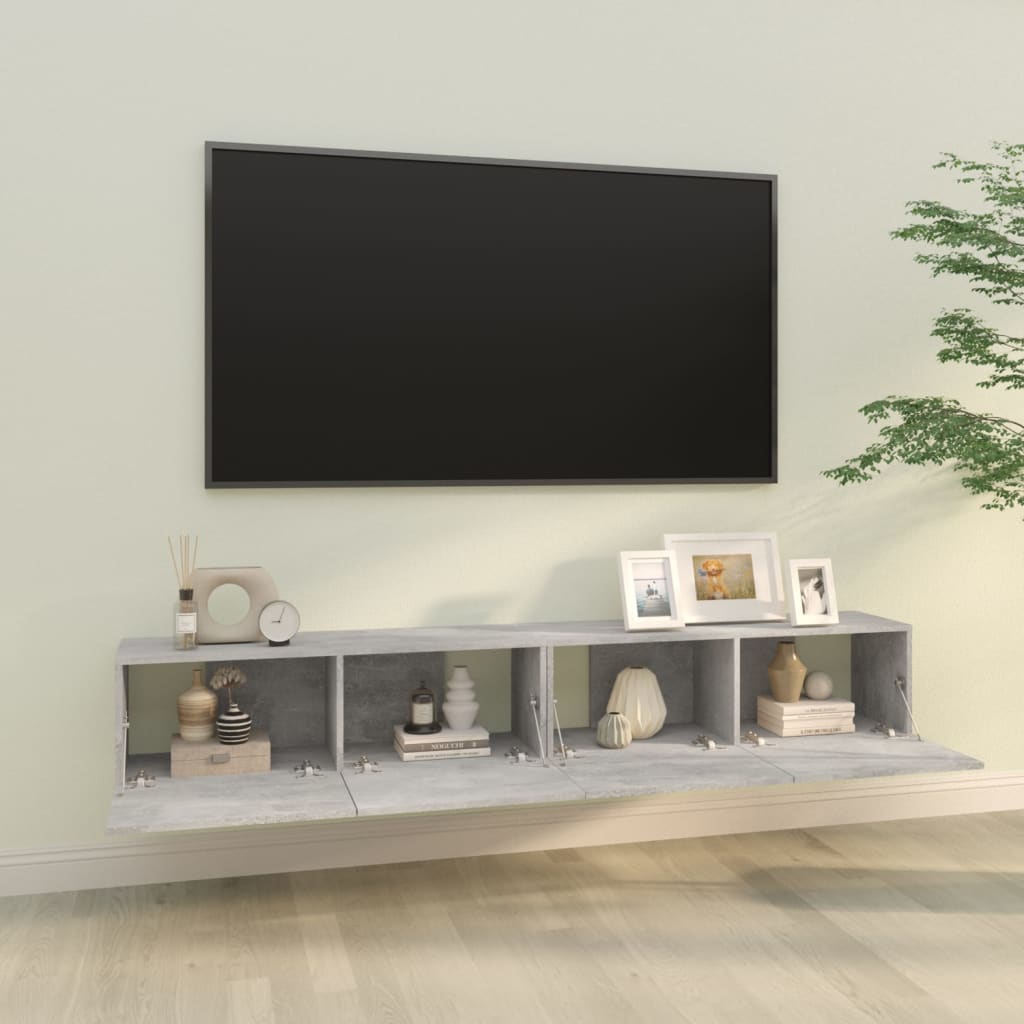 vidaXL Wall TV Cabinets 2 pcs Concrete Grey 100x30x30 cm Engineered Wood