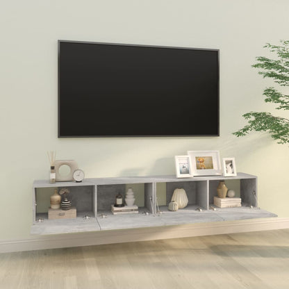 vidaXL Wall TV Cabinets 2 pcs Concrete Grey 100x30x30 cm Engineered Wood