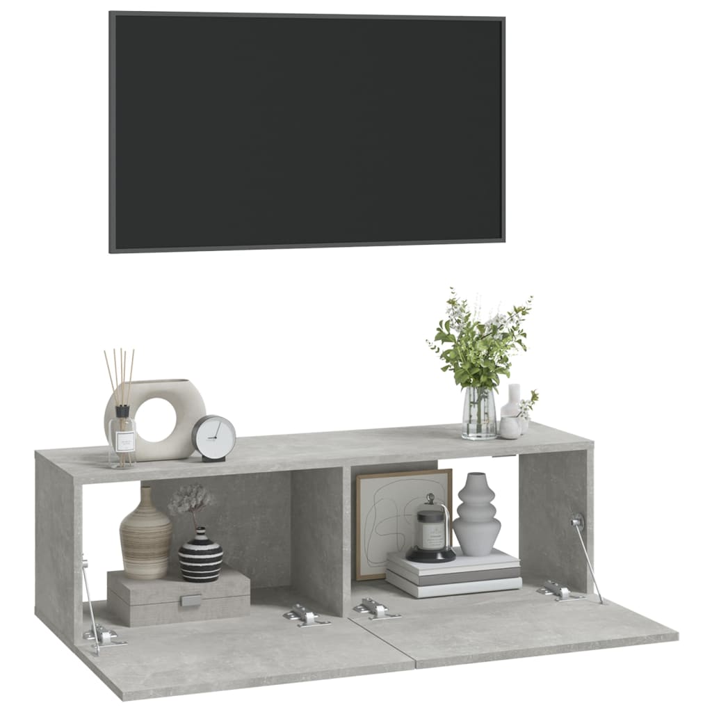 vidaXL Wall TV Cabinets 2 pcs Concrete Grey 100x30x30 cm Engineered Wood