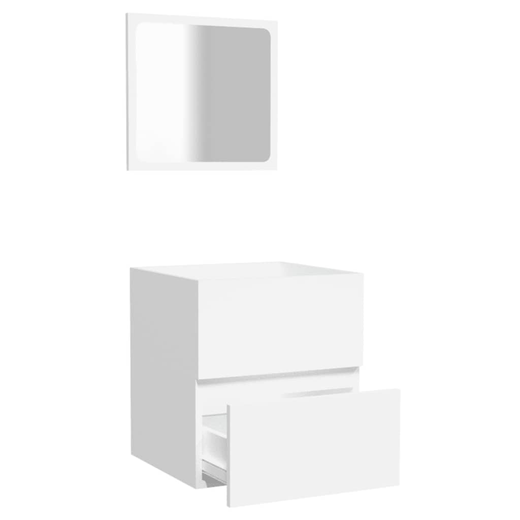 vidaXL Bathroom Cabinet with Mirror White Engineered Wood
