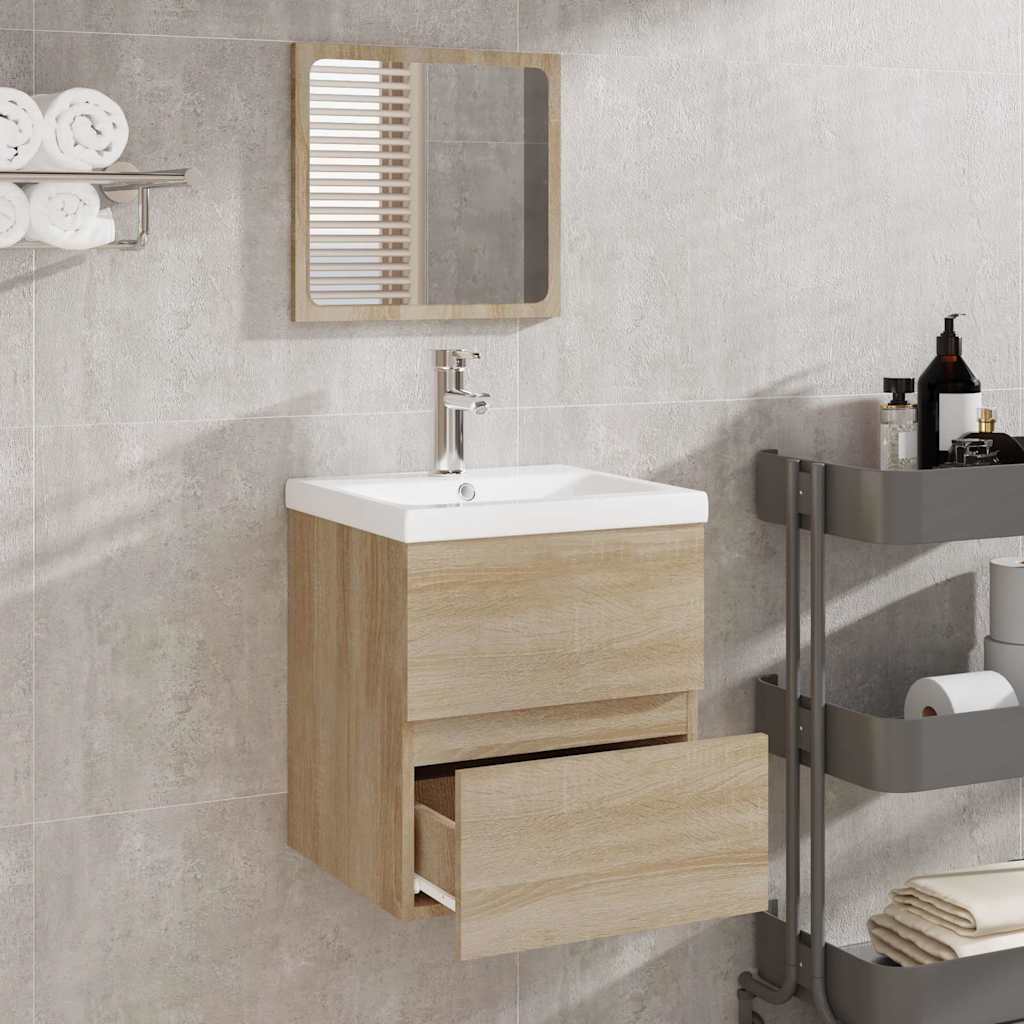 vidaXL Bathroom Cabinet with Mirror Sonoma Oak Engineered Wood
