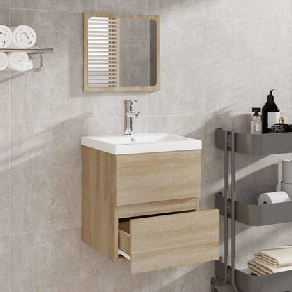 vidaXL Bathroom Cabinet with Mirror Sonoma Oak Engineered Wood