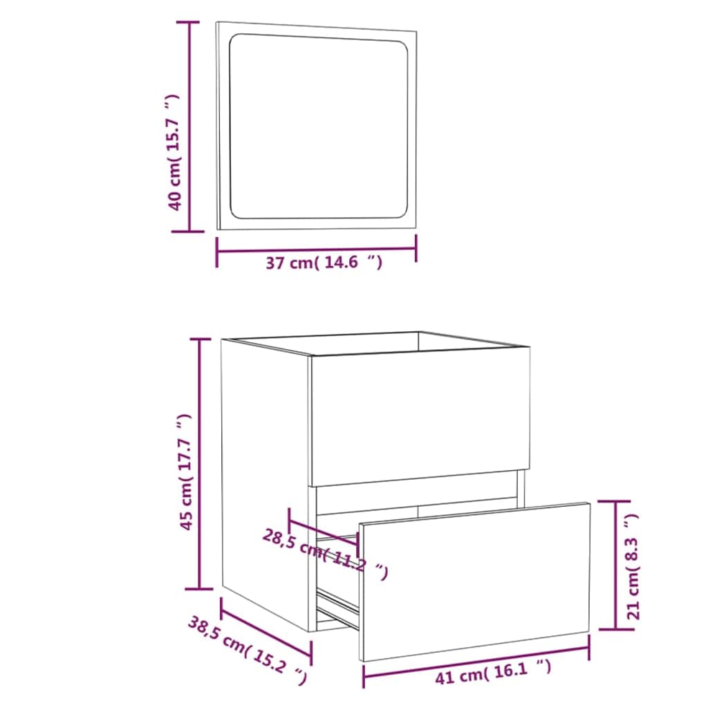vidaXL Bathroom Cabinet with Mirror Sonoma Oak Engineered Wood