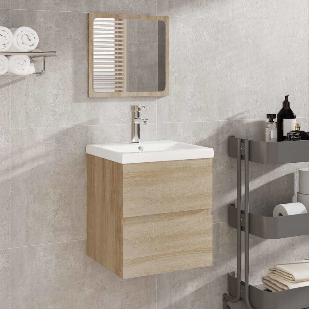 vidaXL Bathroom Cabinet with Mirror Sonoma Oak Engineered Wood