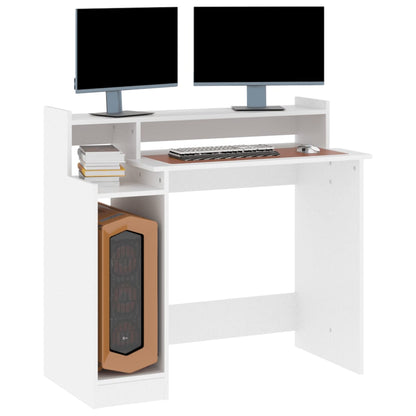 vidaXL Desk with LED Lights White 97x45x90 cm Engineered Wood