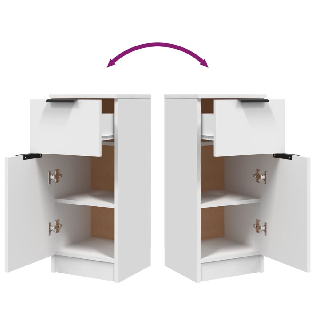 vidaXL Sideboards 2 pcs White 30x30x70 cm Engineered Wood