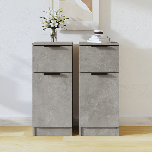 vidaXL Sideboards 2 pcs Concrete Grey 30x30x70 cm Engineered Wood