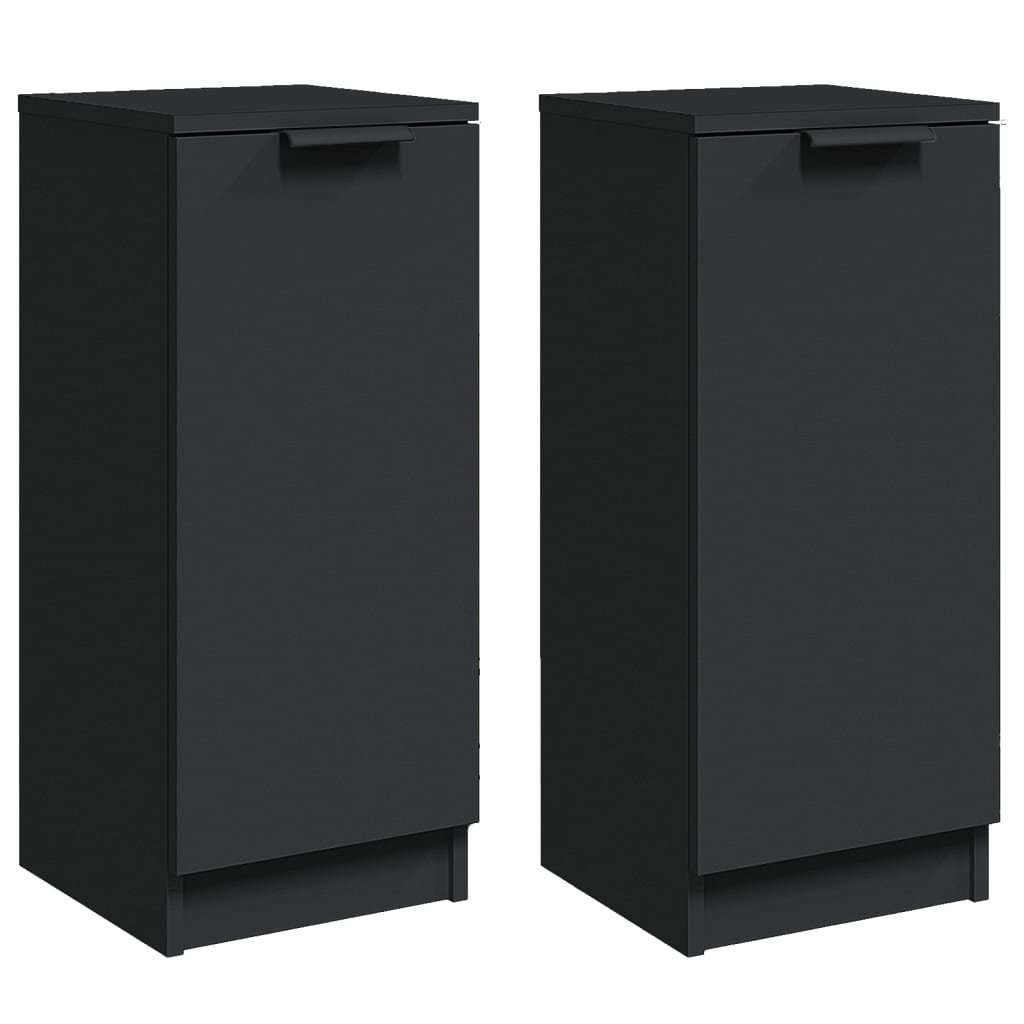 vidaXL Sideboards 2 pcs Black 30x30x70 cm Engineered Wood